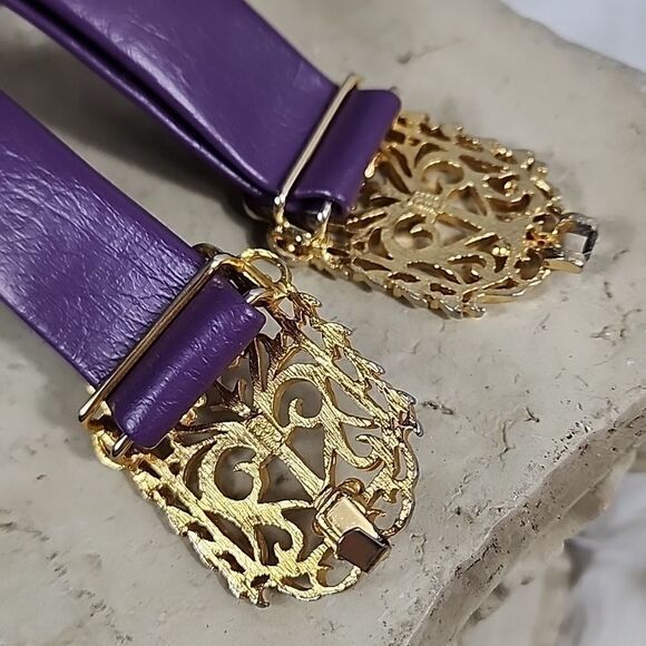 Mimi Di N Signed Gold & Silver Tone Floral & Heart Belt Buckle Clasps 1985 - Picture 12 of 13